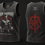 Custom Washed Black Gym Tank Top Iron Warrior Print Premium Cotton Muscle Shirt OEM Fitness Apparel