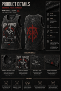 Custom Washed Black Muscle Tank Front Back View Fitness Apparel Manufacturer OEM Gym Wear