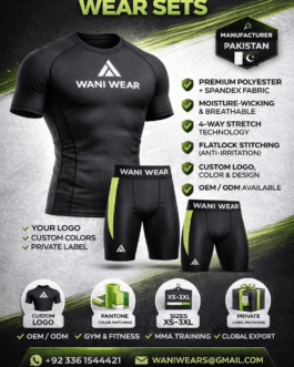 Custom Compression Set Manufacturer (Shirt & Shorts) | Gym & Fitness Wear | WANI WEAR Pakistan