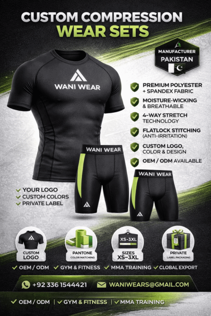 Custom Compression Set Manufacturer (Shirt & Shorts) | Gym & Fitness Wear | WANI WEAR Pakistan