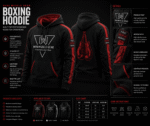 Product detail infographic for Wani Muscle Gear Performance Gym Wear hoodie