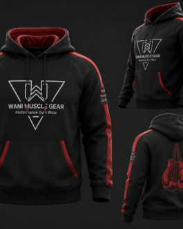Promotional infographic for the "Boxing Hoodie" by Wani Muscle Gear.