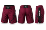 custom mma fight shorts front back side view red black sublimation oem odm manufacturer
