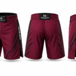 custom mma fight shorts front back side view red black sublimation oem odm manufacturer