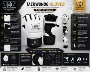 Custom OEM Taekwondo Gloves Manufacturer Private Label MMA Martial Arts Fighting Gloves Wholesale Supplier