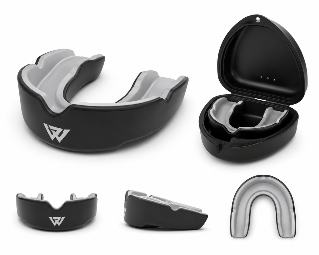Black and grey boxing mouth guard with dual-layer protection - Wani Wear