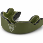 Wani Muscle Gear premium dual-layer mouth guard for boxing and MMA, olive green with black trim