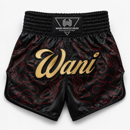 Wani Black Flame Muay Thai Boxing Shorts – Custom Sublimation Trunks