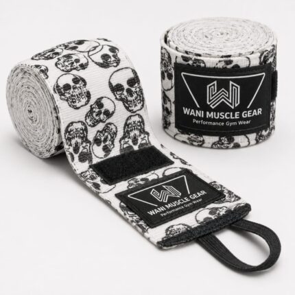 Custom Skull Boxing Hand Wraps by Wani Muscle Gear – Premium Semi Elastic Cotton Boxing Wrist Wraps with Hook and Loop Closure for Boxing, MMA, Muay Thai and Fitness Training