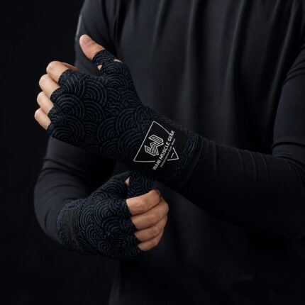 Home Boxer wrapping hands with Wani Muscle Gear custom hand wraps before training session