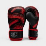 Wani Muscle Gear boxing gloves front and back view with dragon scale print design