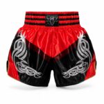 Close-up of Muay Thai shorts embroidery, stitching and waistband detail - Wani Wear manufacturer